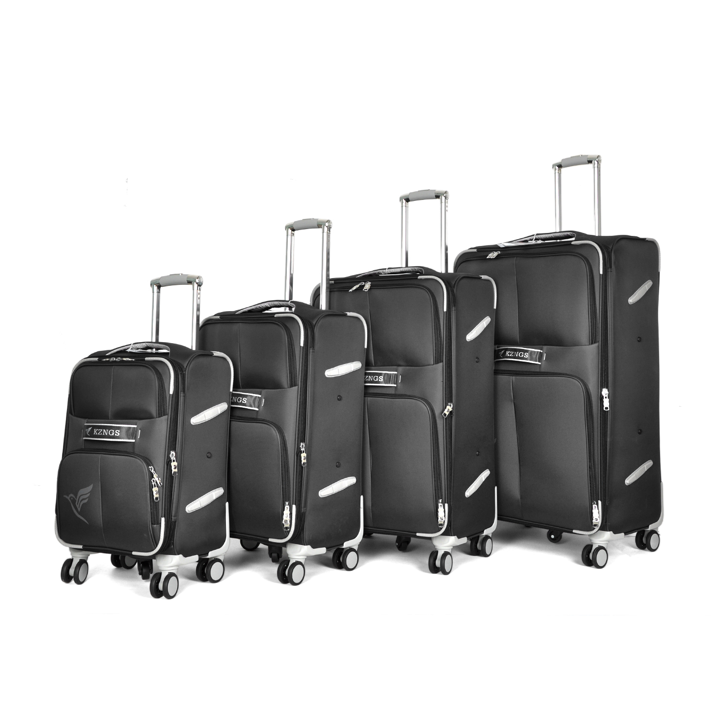 KZNGS KINGS 4-Piece Business Travel Luggage Set with Fabric Cover