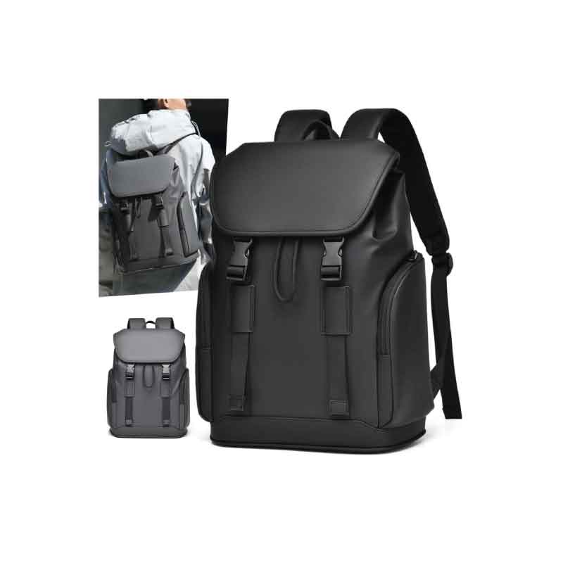 High Quality PU Laptop Backpack Casual Daypack Zipper Closure Waterproof Business Bag for College School Travel Polyester Lining