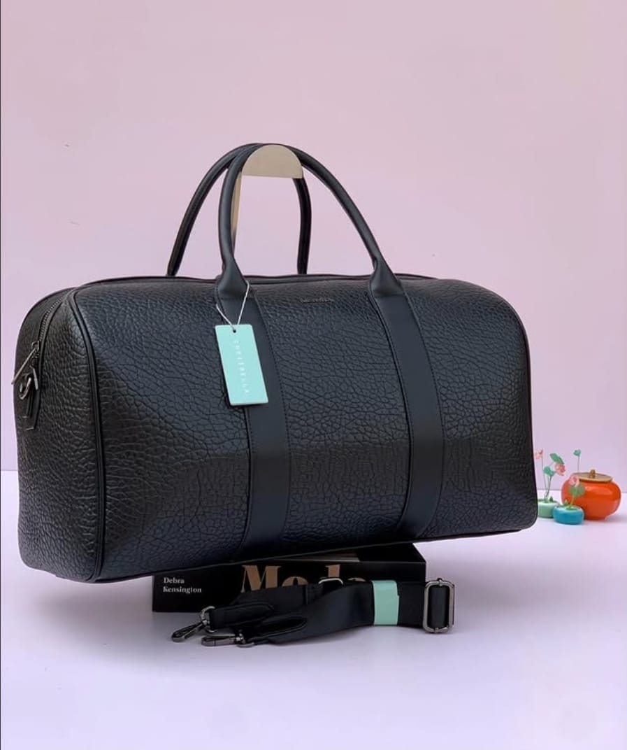 Chrisbella Premium Leather Travel Duffle Bag for Men