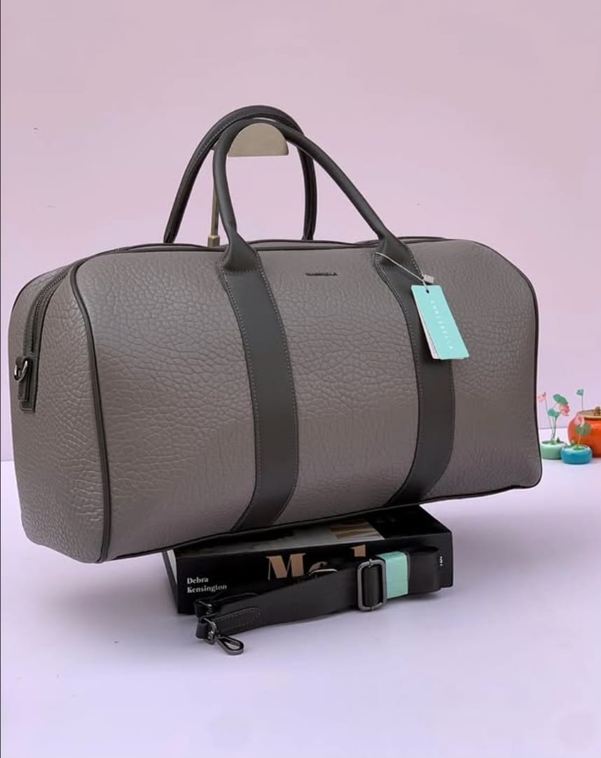 Chrisbella Premium Leather Travel Duffle Bag for Men