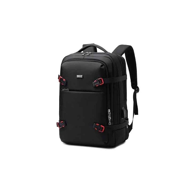 Laptop Waterproof Women's Men's PU Leather Big Black Travel Backpack