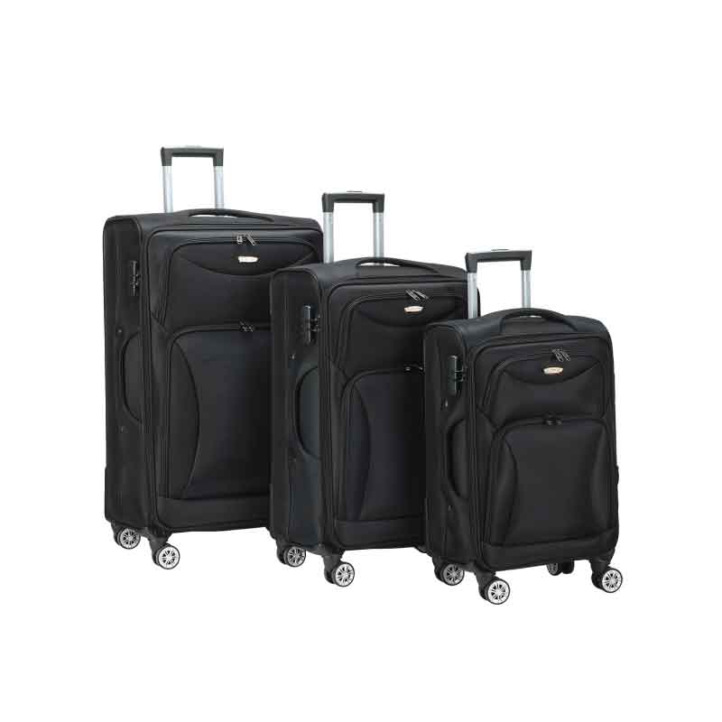 Luggage 3 Piece Set Fabric Suitcase Spinner TSA Lock Soft Shell Lightweight Travel Luggage Bags