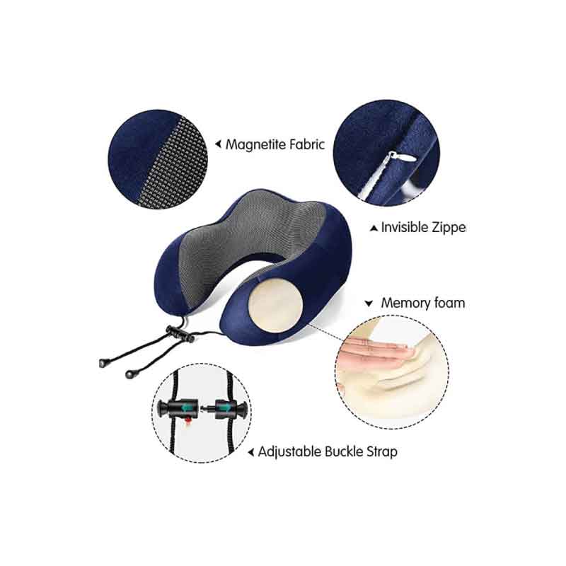 Memory Foam Travel Neck Pillow – Ergonomic Support Soft Portable Headrest for Airplane, Car, and Office